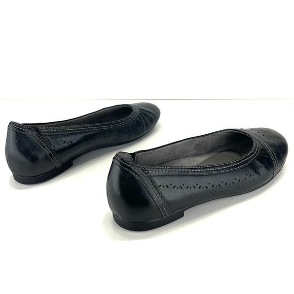 Earth Vista Nova Ballet Flat Shoes Size 10 Black Perforated Leather Breathable - Picture 14 of 16